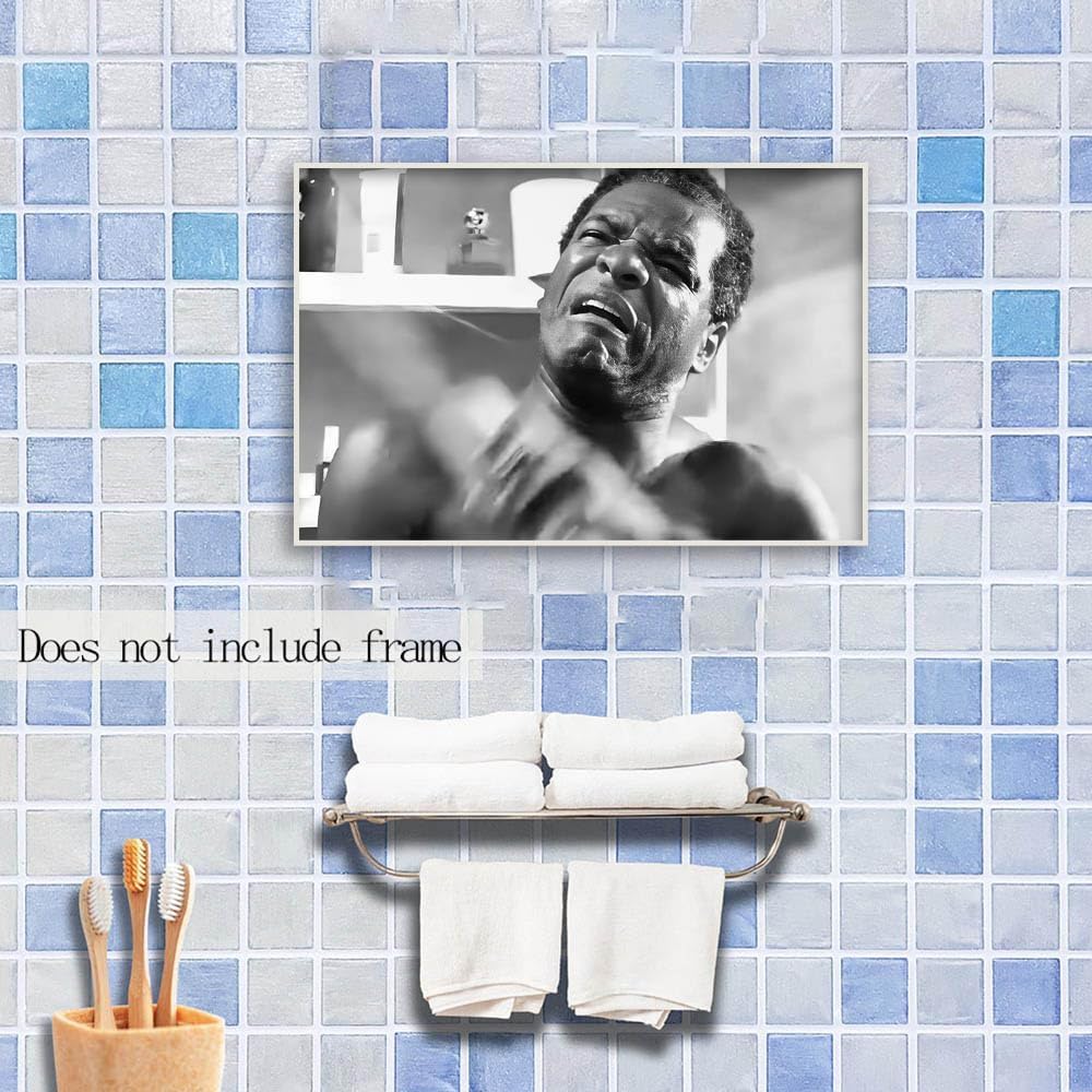 Skiennix Funny Friday Bathroom Poster - Black & White Wall Art Canvas Print | 12x18 Inch Unframed Decor