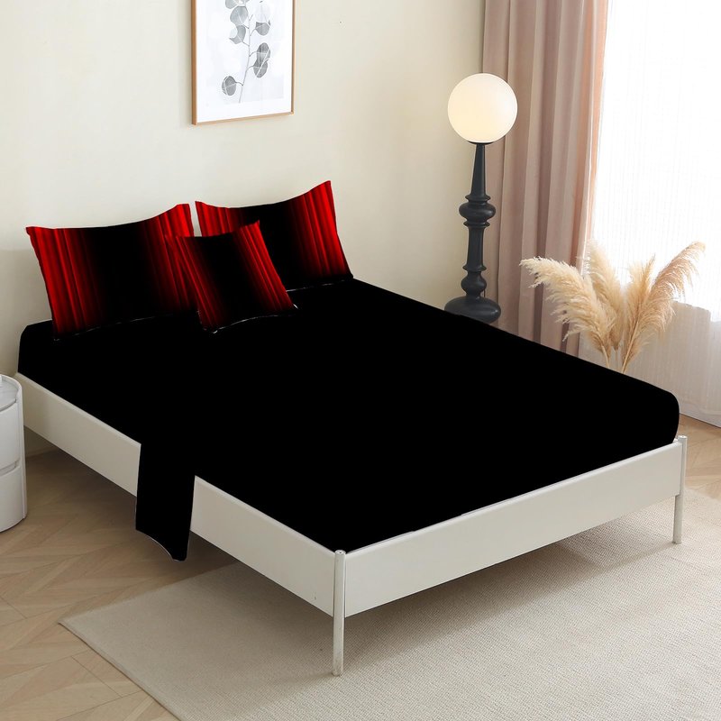 PALENVILI 6Pcs Red and Black Comforter Set Queen Size Bed in a Bag for Kids Boys Girls Teens Soft Lightweight Queen Bedding Set with Sheets All Season