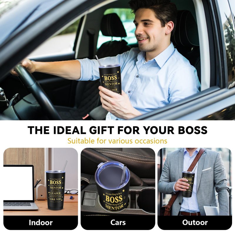 VAIPI Bosses Day Gifts for Men, World's Best Boss Ever Gifts Basket Set for Male, Thank You Appreciation Cool Boss Gift with 20 oz Tumbler Acrylic Trophy Notebook Ballpoint Pen Bottle Opener