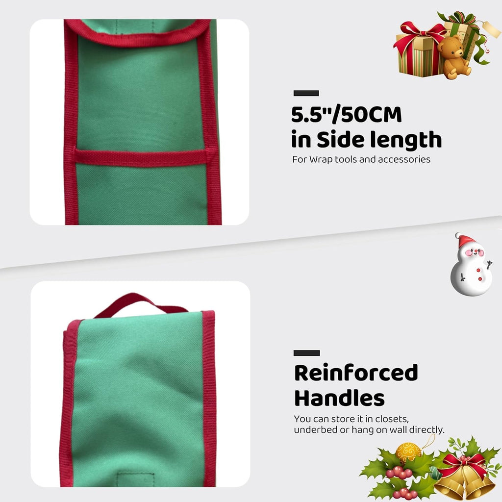 OUTTDID Wrapping Paper Storage Bag - Gift Organizer for 9 Rolls | Green Craft Storage with Pocket