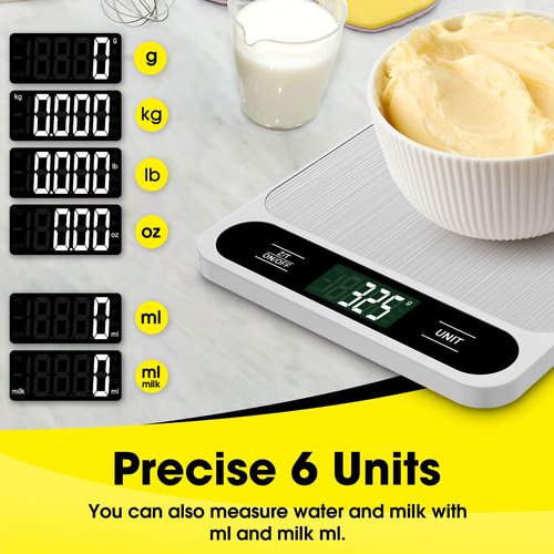 Mik-Nana Digital Kitchen Scale - 22lb/10kg Capacity, Precise 1g Graduation, Easy Clean Stainless Steel