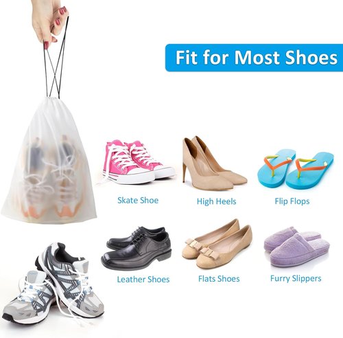 COIDEA Waterproof Travel Shoe Bags - Clear Packing & Storage Essentials for Men and Women | 15.7 x 11.8 Inches, Set of 5