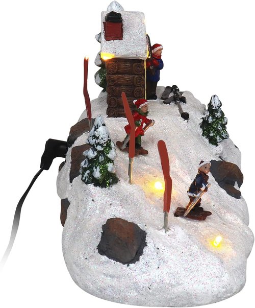 Christmas Village Tabletop Ski - Pre-Lit Winter Snow Scene | Perfect Holiday Home Decoration
