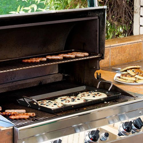 Lodge 18 Inch Pre-Seasoned Carbon Steel Griddle - Exceptional Heat Retention - Versatile for Oven, Gas Stove, Grill, or Campfire - Black