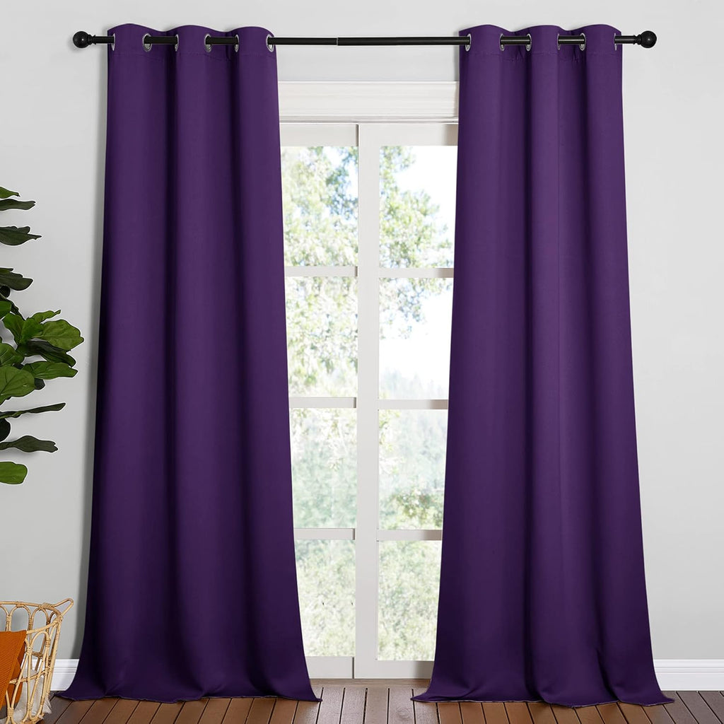 NICETOWN Blackout Curtains - Thermal Insulated Grommet Drapes for Bedroom | Royal Purple, 42 x 95 (Set of 2)