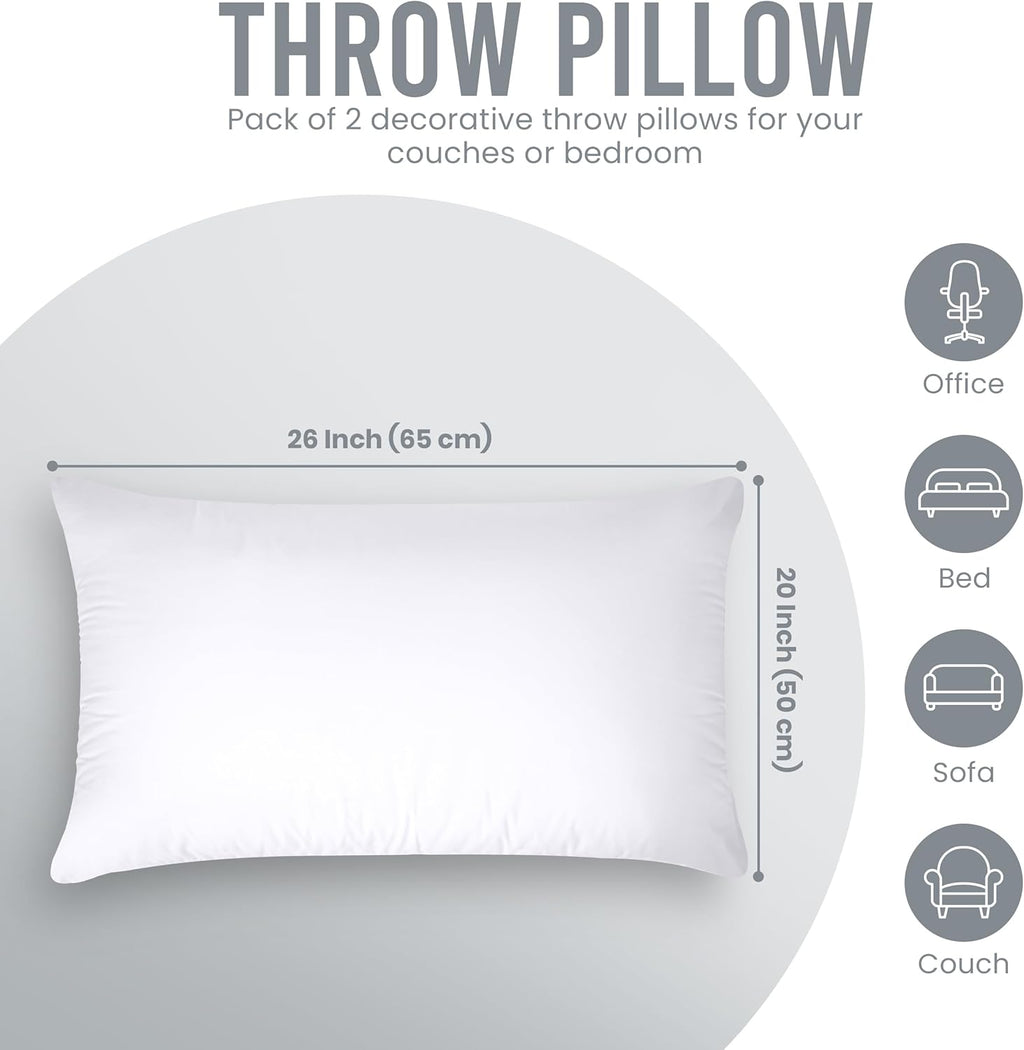 Utopia Bedding Pillow Inserts - Soft & Supportive 20x26 Decorative Throw Pillows | Set of 2, White