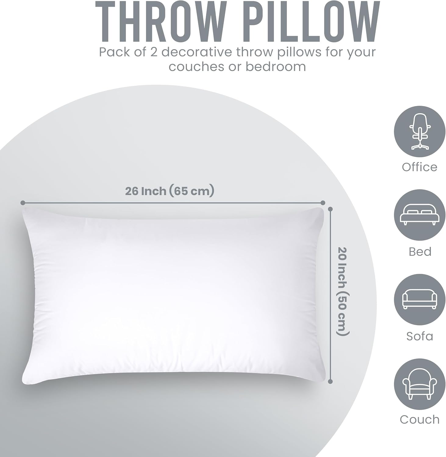 Utopia Bedding Pillow Inserts - Soft & Supportive 20x26 Decorative Throw Pillows | Set of 2, White
