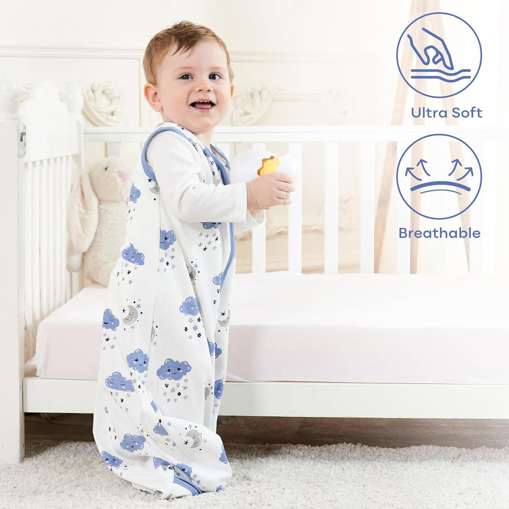 Yoofoss Baby Sleep Sack - 100% Organic Cotton Wearable Blanket for 0-6 Months | 2-Way Zipper, Lightweight TOG 0.5