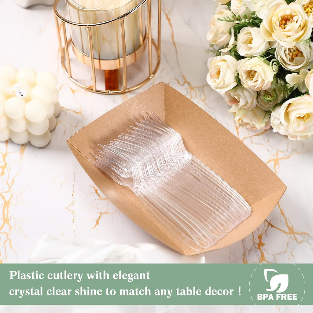 Potchen Heavy Duty Clear Disposable Plastic Forks - 1000 Pcs Bulk Cutlery for Parties & Picnics | 5.8 Inches