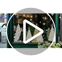 Whaline 9 Sheets Christmas Window Clings - White Green Gold Xmas Tree & Snowflake Decor (White Green Gold Trees)