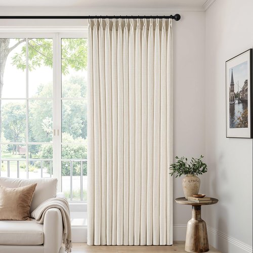 MIULEE Pinch Pleated Linen Curtains - 90-Inch Ivory Cream Semi-Sheer Drapes | 4 Panels for Living Room & Bedroom