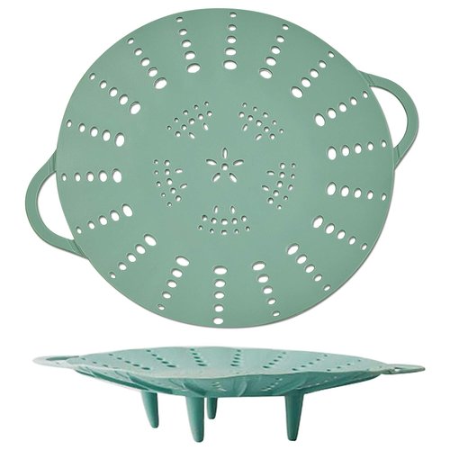 Alimat PluS 1 Pack Silicone Steamer Basket, Silicone Vegetable Steamer Basket with Handles and Strong Feets, 9.6 Inches(Excluding Handle Length)