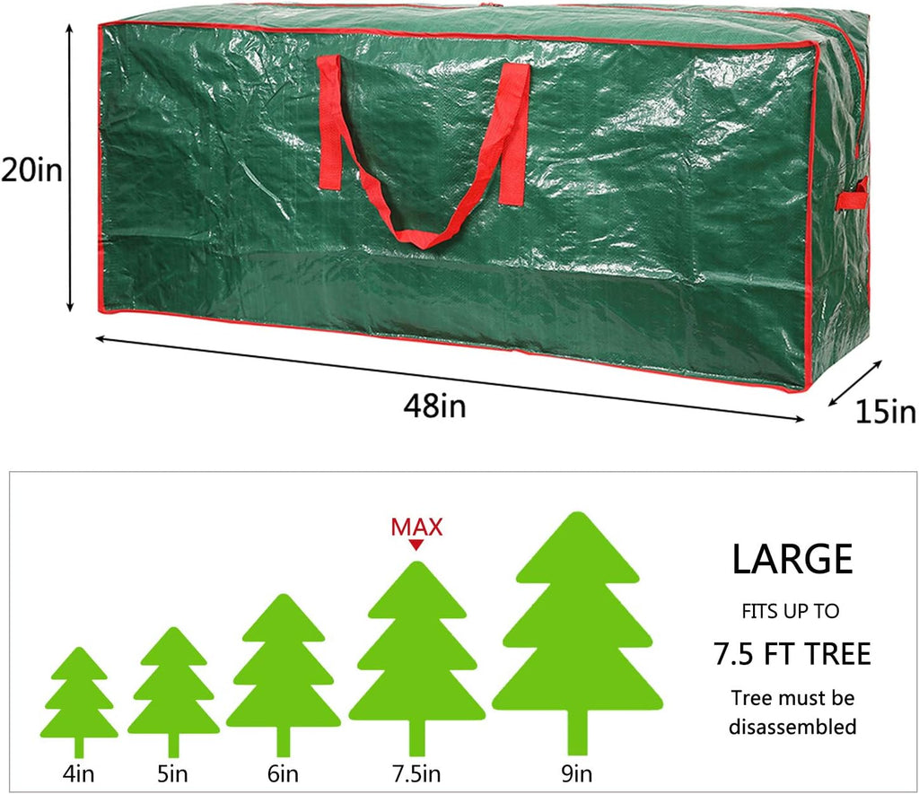 Sattiyrch Christmas Tree Storage Bag | Fits Up to 7.5 ft Disassembled Trees - Waterproof & Durable Design (Green)