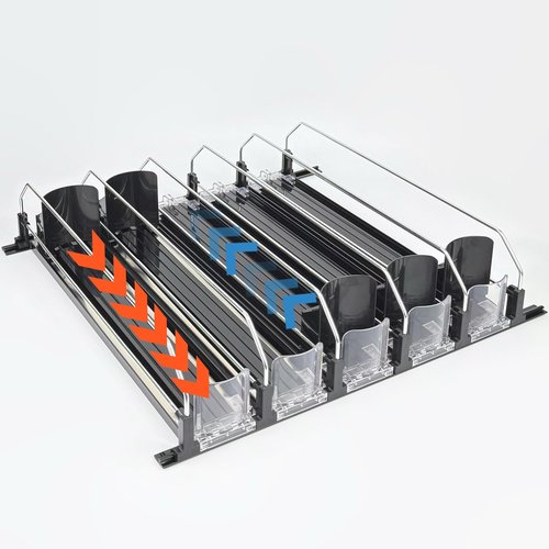 Neehows Drink Organizer for Fridge, Self Pushing Soda Can Dispenser for Refrigerator, Automatic Beverage Pusher Glide Beer Water Bottle Holder -5 Rows, Black
