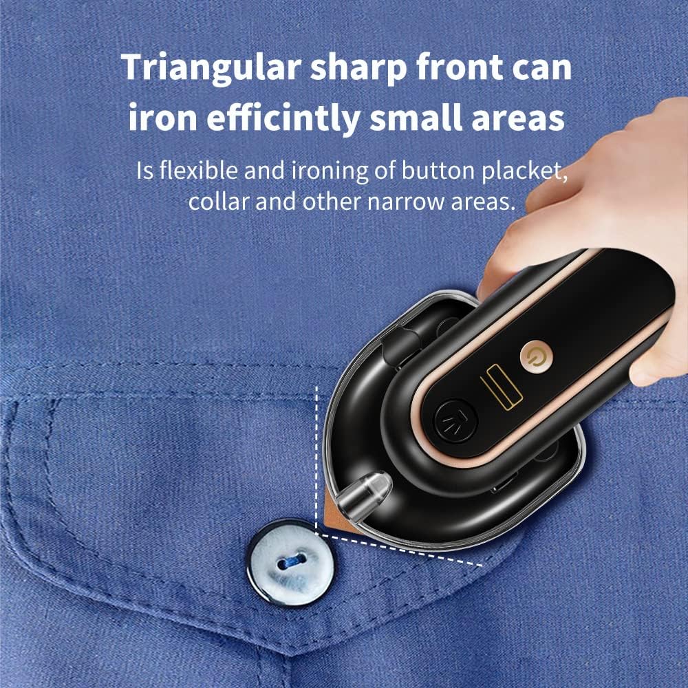 Skiennix Cordless Mini Iron - Portable USB Rechargeable Handheld Steam Iron for Travel | Black