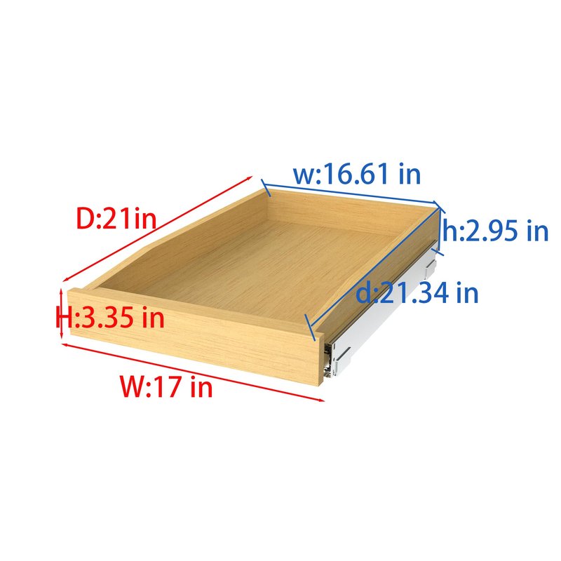 Wooden Pull out Cabinet Organizer 17" W x 21" D x 3.35" H, Heavy Duty Slide Out Drawers Pull-Out Home Organizers for Kitchen Cabinets