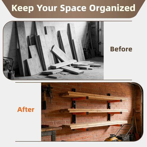 Heavy Duty Steel Wall Mounted Lumber Storage Rack | Space-Saving Wood Organizer for Garages & Workshops