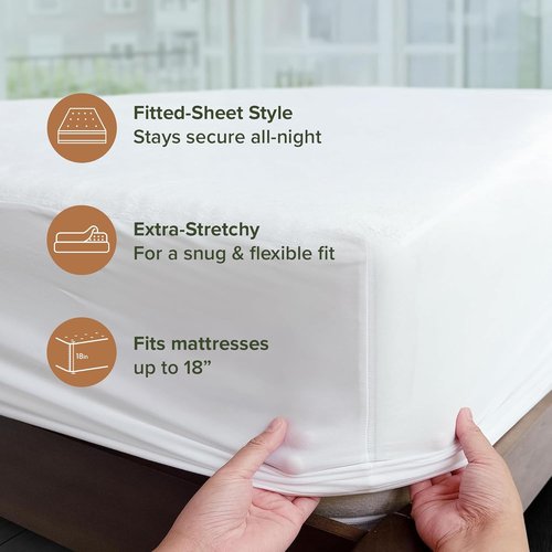 Beckham Hotel Collection Mattress Protector - Hotel-Grade Cotton Blend, Silent Waterproof, Queen Size
