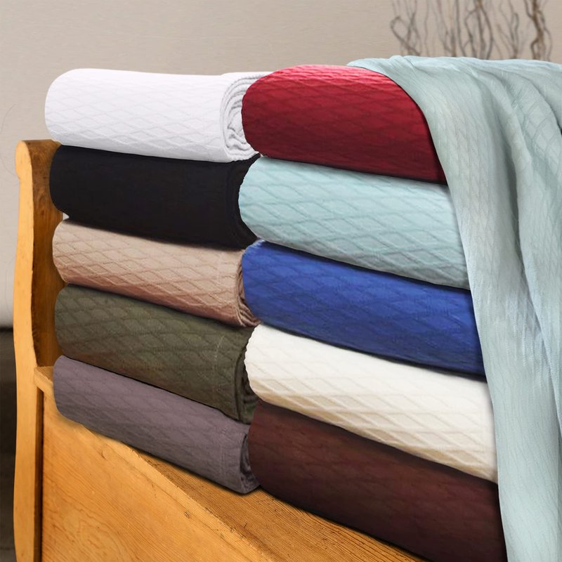 Superior Diamond Weave Blanket, 100% Cotton Cover for Home, Couch, Bed, Soft, Warm Blankets, Boho Aesthetic, Comfy, Cozy, and Cute Covers, Decorative Bedding Essentials, King, Khaki