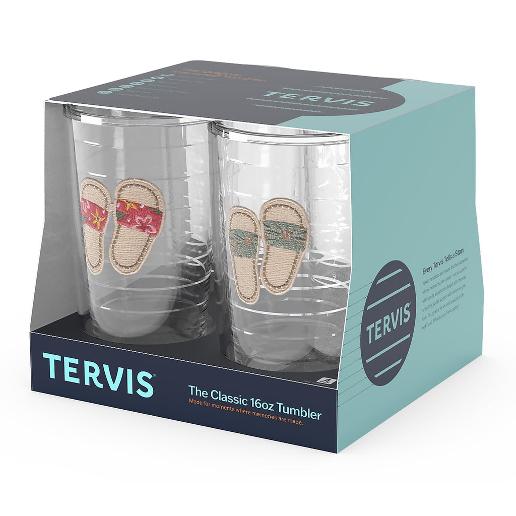 Tervis Sandy Slides Made in USA Double Walled Insulated Tumbler Travel Cup Keeps Drinks Cold & Hot, 16oz - 4pk, Assorted