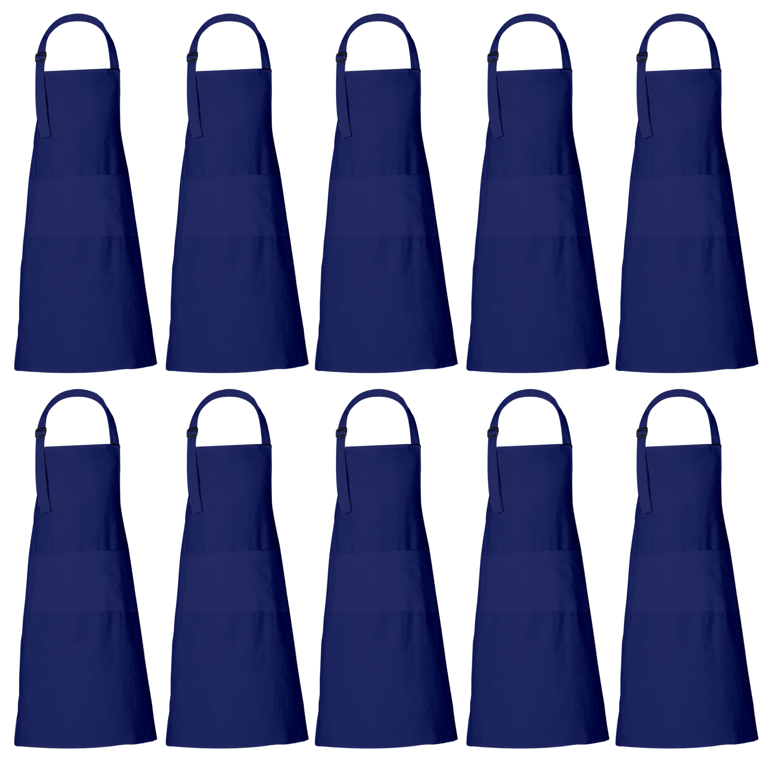 RAJRANG Bulk Apron for Women Men with Pockets Cotton Kitchen Cooking Chef Aprons Sodalite Blue 35x27 Inches Set of 10