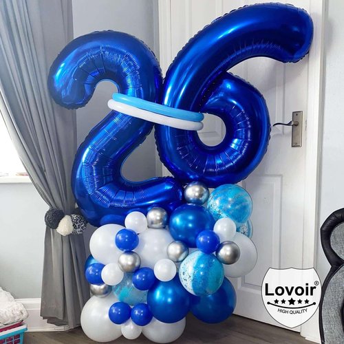 28 Number Balloons by [Brand Name] - 40 Inch Navy Blue Foil Mylar Helium Balloons for Birthday & Anniversary Celebrations