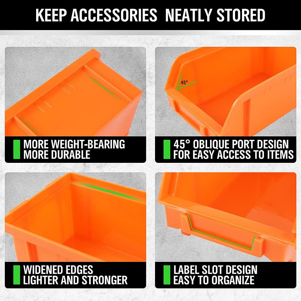 SWANLAKE Heavy-Duty Wall-Mounted Storage Bins | 30-Bin Garage Tool Organizer for Small Hardware