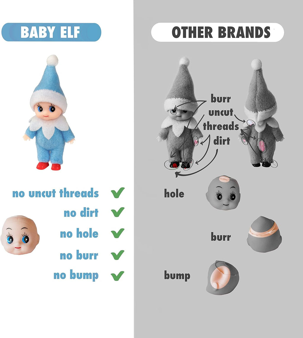 Regine Switzerland Christmas Baby Elf Doll - Adorable Blue Jumpsuit for Holiday Cheer