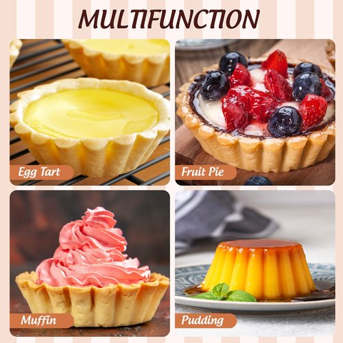 ISKYBOB 20 Pack Egg Tart Pans, 2.4 x 0.8in Mini Metal Cupcake Pans Pie Cookie Muffin Tins Reusable Baking Mold Cups
