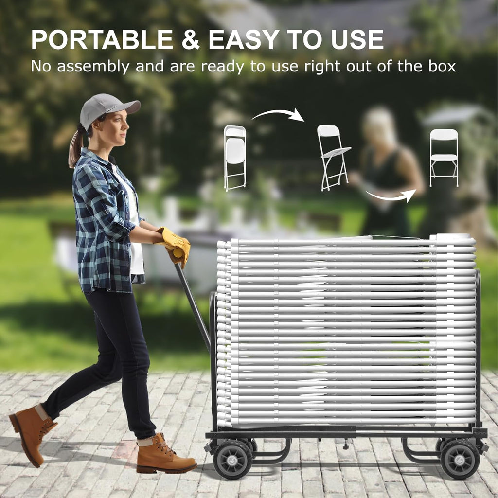 Skiennix 10-Pack White Folding Chairs - Lightweight, Portable Design | 350lb Capacity for Events & Parties