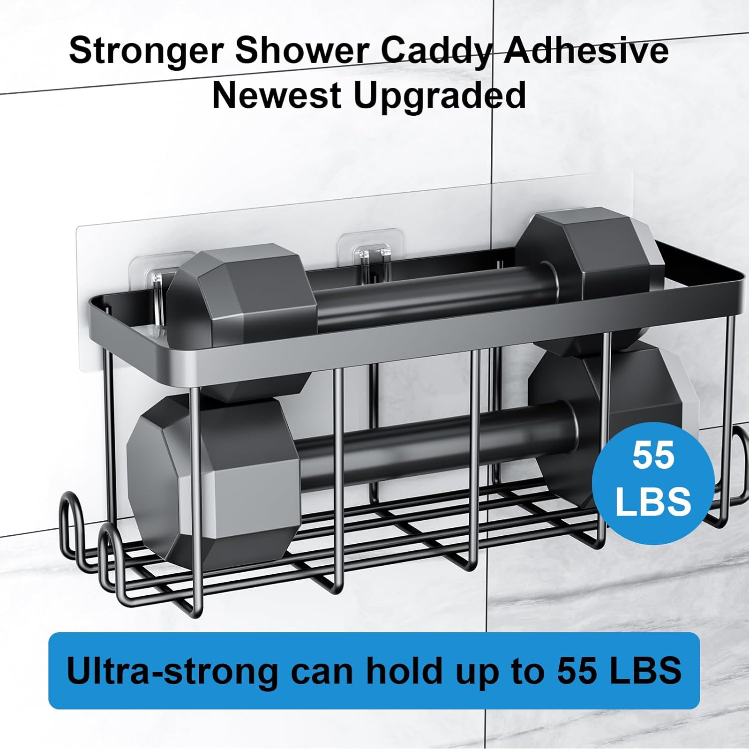 Skiennix Shower Caddy Adhesive Hooks - Strong Waterproof No-Drill Design | 10 Pack (Triple 6pcs + Single 4pcs)