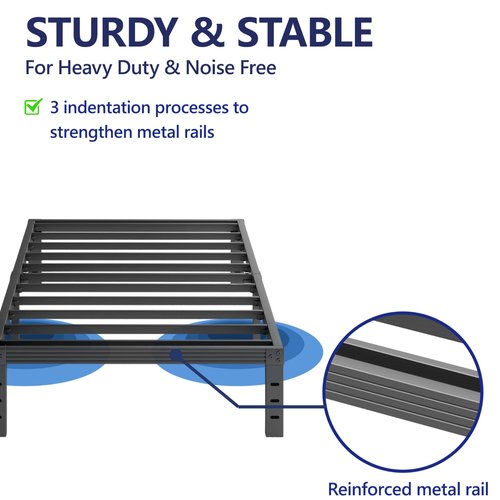 Furnitui 12 Inch High Platform Twin Bed Frame, Metal Bed Frame Twin No Box Spring Needed, Easy Assembly, Noise Free, Sturdy, Black