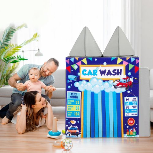 2pcs Play Panel for Kids Play Couch Children’s Foam Sofa Couch Panel for Toddler Modular Portable Sofa Playroom Furniture Accessories Home Game Gifts (Car Wash Store, Play Couch not Included)