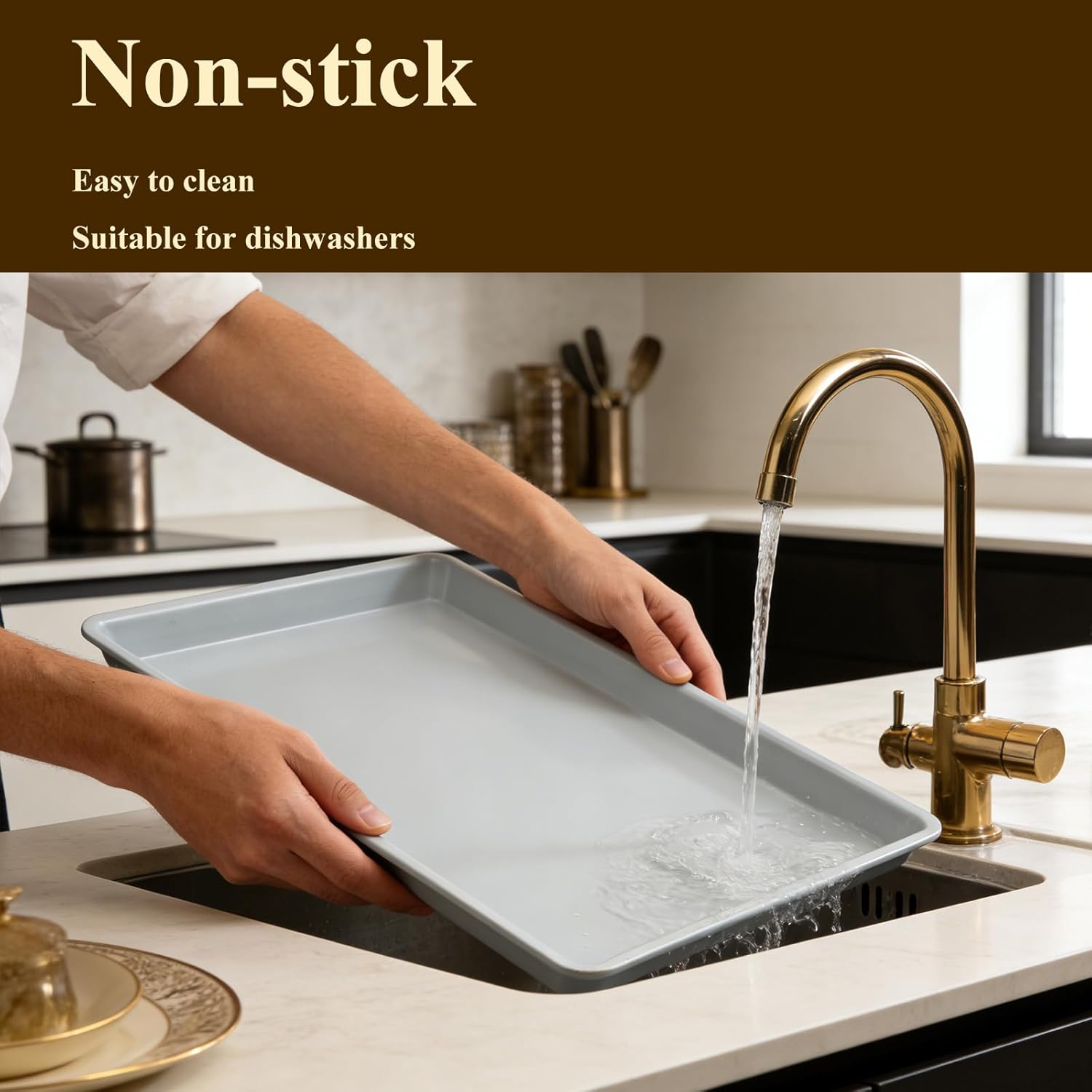 Skiennix Ceramic Baking Sheet - Non-Stick & Non-Toxic Oven Tray | 14x9 Inch, 2.2mm Thick Aluminum