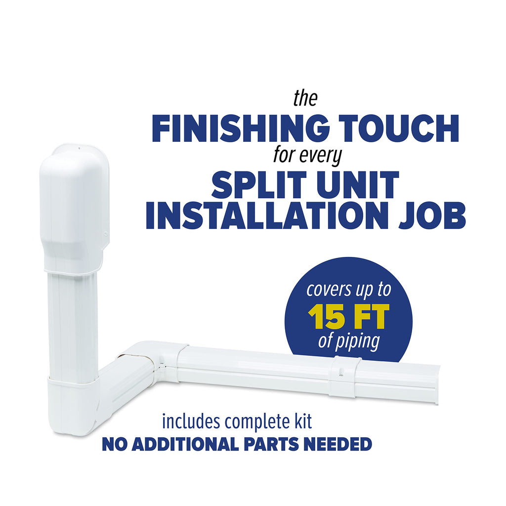 Sealproof Mini Split AC Line Set Cover Kit, 4" Decorative White Professional Grade PVC Kit Provides 15 FT Line Coverage for Ductless Mini Split Air Conditioners and Heat Pumps