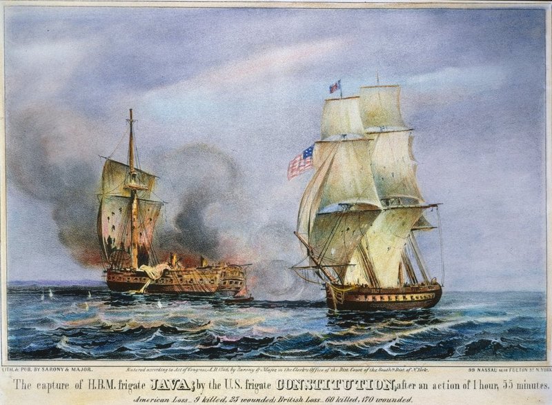 Uss Constitution Battle Nthe Engagement Between Uss Constitution And Hms Java In The South Atlantic 29 December 1812 American Lithograph 19Th Century Poster Print by (24 x 36)