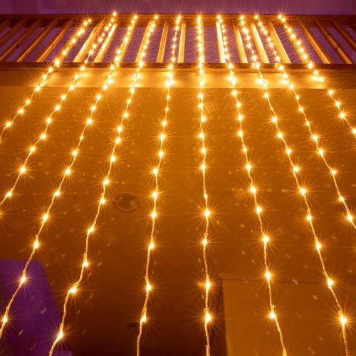 AWQ 300 LED Window Curtain String Lights - 8 Modes for Indoor/Outdoor Decor | 6.6ft x 9.8ft Warm White