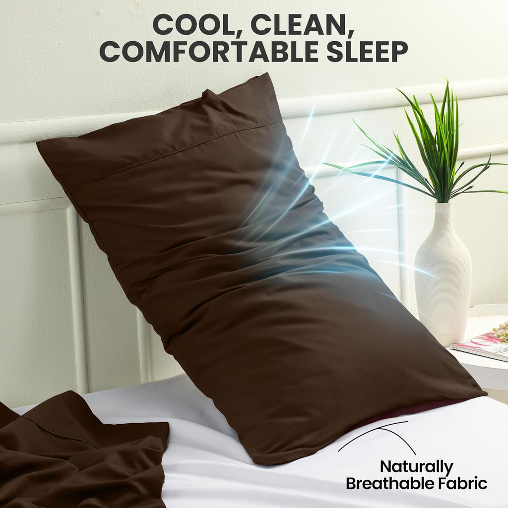 Utopia Bedding Pillow Cases - Soft Brushed Microfiber 2-Pack | Oeko-TEX Certified, 20x26 Inches (Brown)