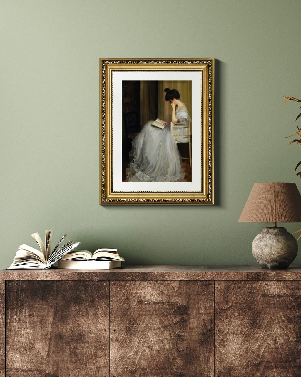 VIYYIEA Gold Framed Wall Art | Elegant Canvas Print Home Decor | White, 11x14 Inches