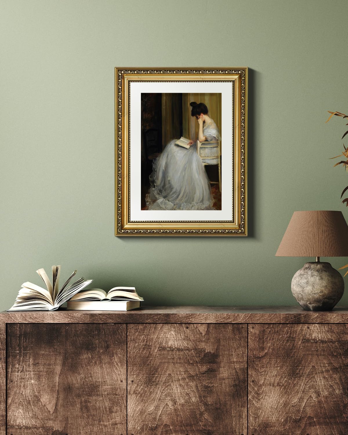 VIYYIEA Gold Framed Wall Art | Elegant Canvas Print Home Decor | White, 11x14 Inches