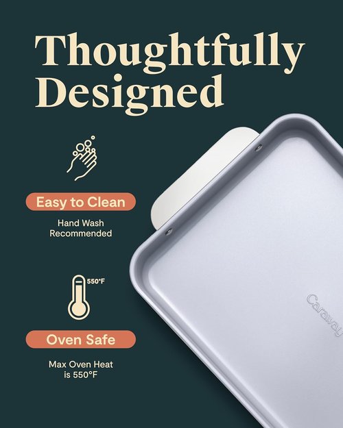 Caraway Non-Stick Ceramic Rectangle Pan Duo - 9”x13” - Naturally Slick & Non-Toxic - Perfect for Brownies & Lasagnas - Perracotta