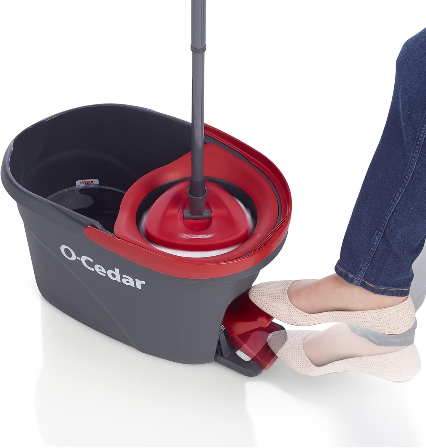 O-Cedar EasyWring Microfiber Spin Mop & Bucket Cleaning System - Includes 2 Extra Refills, Red/Gray