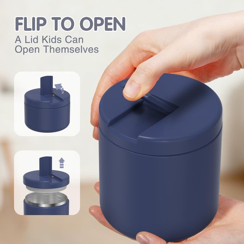 LOHASOK Soup Thermo for Hot Food Insulated Vacuum Food Jar with Buckle Lid, Stainless Steel Wide Mouth Leak Proof Lunch Container for School Travel Blue