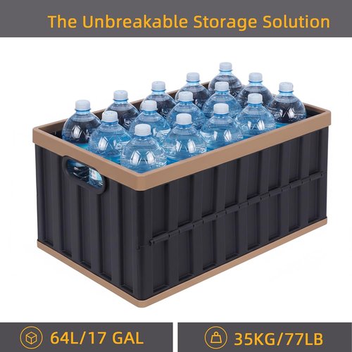 Citylife 64L Collapsible Storage Bins - Heavy-Duty Plastic Containers with Lids | 2-Pack for Easy Organization