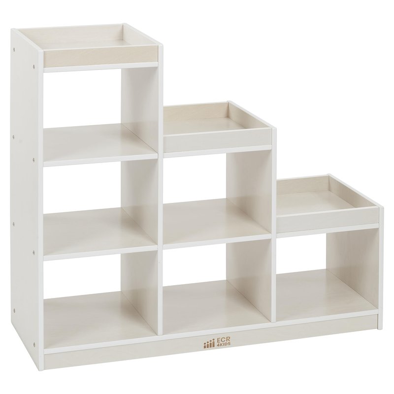ECR4Kids 3-2-1 Double-Sided Cube Storage Organizer, Classroom Furniture, White Wash