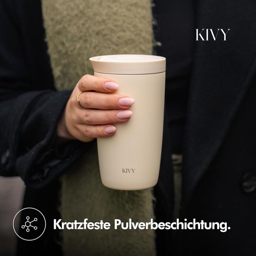 KIVY Insulated Travel Coffee Mug - 12oz Stainless Steel Tumbler | 24h Cold & 6h Hot - Spill Proof & Dishwasher Safe