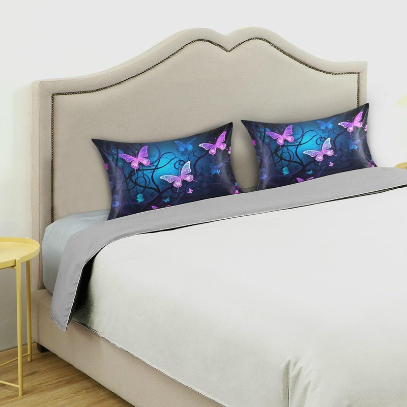 YETTASBIN Purple Blue Butterfly Satin Pillowcase, Soft Breathable Silk Pillow Case with Envelope Closure for Hair and Skin, Standard Size 26 x 20 Inch