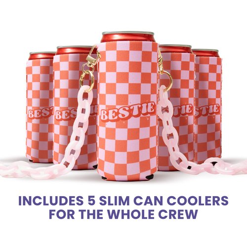 Checkered Slim Can Coolers Bachelorette Party Favors I Bachelorette Party Slim Can Cooler Holders Bridesmaid Slim Can Compatible I 10 pack