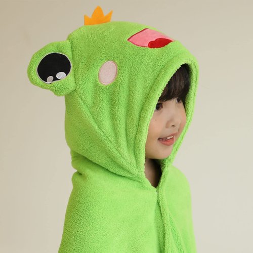 LPLSROAD Kids Bath Towel with Hooded Oversized Beach Towels Toddlers Boys Girls Bathrobe for Pool Beach Bathroom (27"x55" for 1-5Y, Green Frog)