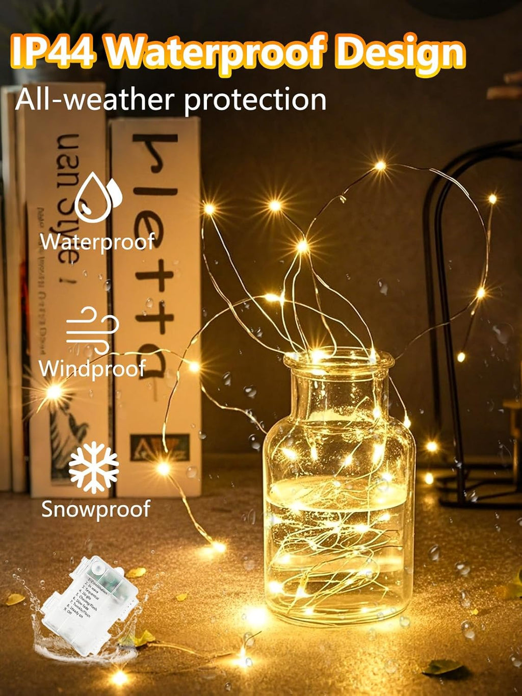 Skiennix 100 LED Fairy Lights - Waterproof 33FT Twinkle String Lights with Remote & Timer | Warm White